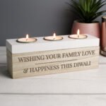 Personalised Any Message Classic Wooden Triple Tea Light Candle Box - Image 7