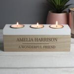 Personalised Any Message Classic Wooden Triple Tea Light Candle Box - Image 8