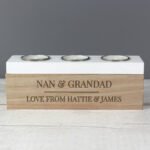 Personalised Any Message Classic Wooden Triple Tea Light Candle Box - Image 9