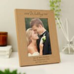 Personalised 'Our Wedding Day' 5x7 Portrait Oak Finish Photo Frame - Image 2