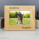Personalised Couples 6x4 Landscape Oak Finish Photo Frame