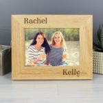 Personalised Couples 6x4 Landscape Oak Finish Photo Frame - Image 3