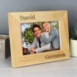 Personalised Couples 6x4 Landscape Oak Finish Photo Frame - Image 4