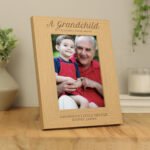 Personalised 'A Grandchild Is A Blessing From Above' 5x7 Portrait Oak Finish Photo Frame - Image 2