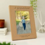 Personalised 'A Grandchild Is A Blessing From Above' 5x7 Portrait Oak Finish Photo Frame - Image 3