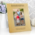 Personalised 'Grandchildren Are Blessings From Above' 4x6 Portrait Oak Finish Photo Frame