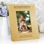 Personalised 'Grandchildren Are Blessings From Above' 4x6 Portrait Oak Finish Photo Frame - Image 3