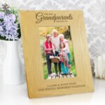 Personalised ‘The Best Grandparents Belong To…’ 4x6 Portrait Oak Finish Photo Frame