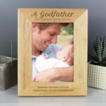 Personalised 'A Godfather Is A Blessing From Above' 5x7 Portrait Oak Finish Photo Frame