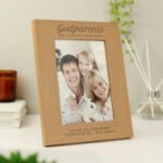 Personalised 'Godparents Are A Blessing From Above' 5x7 Portrait Oak Finish Photo Frame - Image 3