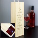 Personalised 'Our Days Are Filled With Love & Laughter' Anniversary Wooden Wine Bottle Gift Box - Image 3