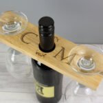 Personalised Initials Wooden Wine Glass & Bottle Holder - Image 2