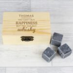 Personalised 'You Can't Buy Happiness...' Whisky Cooling Stones + Storage Box - Image 3