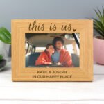 Personalised 'This Is Us' Heart Motif 6x4 Landscape Wooden Photo Frame - Image 3