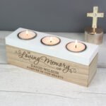 Personalised 'In Loving Memory' Wooden Triple Tea Light Candle Box