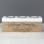 Personalised 'In Loving Memory' Wooden Triple Tea Light Candle Box - Image 3