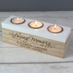 Personalised 'In Loving Memory' Wooden Triple Tea Light Candle Box - Image 4