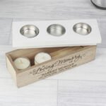 Personalised 'In Loving Memory' Wooden Triple Tea Light Candle Box - Image 5