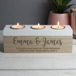 Personalised Any Message Wooden Triple Tea Light Candle Box - Image 2