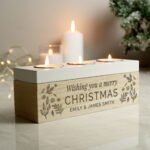 Personalised Any Message Floral Design Wooden Triple Tea Light Candle Box - Image 7