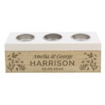 Personalised Any Message Floral Design Wooden Triple Tea Light Candle Box - Image 9