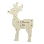 Personalised 'My 1st Christmas' Rustic Wooden Reindeer Christmas Decoration - Image 5