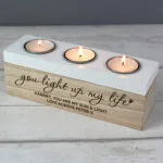 Personalised 'You Light Up My Life' Wooden Triple Tea Light Candle Box