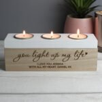 Personalised 'You Light Up My Life' Wooden Triple Tea Light Candle Box - Image 2