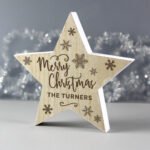 Personalised 'Merry Christmas' Rustic Wooden Star Decoration - Image 2