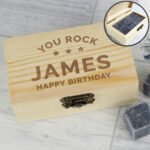 Personalised Any Message Stars Motif Whisky Cooling Stones + Storage Box - Image 2