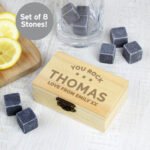 Personalised Any Message Stars Motif Whisky Cooling Stones + Storage Box - Image 3