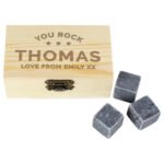 Personalised Any Message Stars Motif Whisky Cooling Stones + Storage Box - Image 6