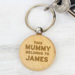 Personalised 'This (Role) Belongs To...' Wooden Keyring