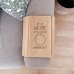 Personalised 'It Is Wine O Clock' Wooden Sofa Tray