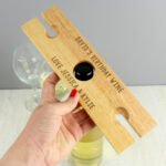 Personalised Any Message Wooden Wine Glass & Bottle Holder - Image 4