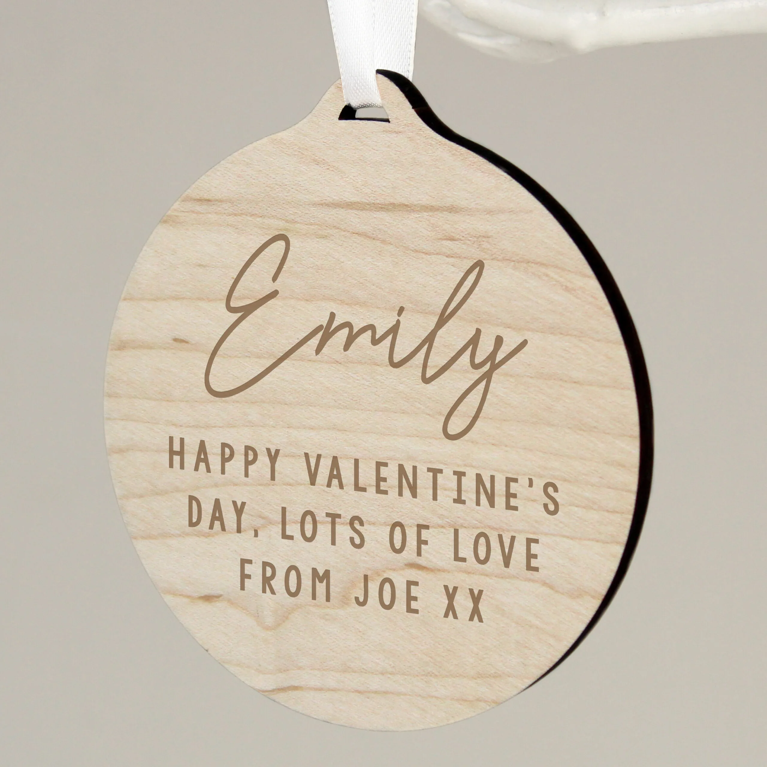 Personalised Any Message Hanging Round Wooden Decoration - Image 2