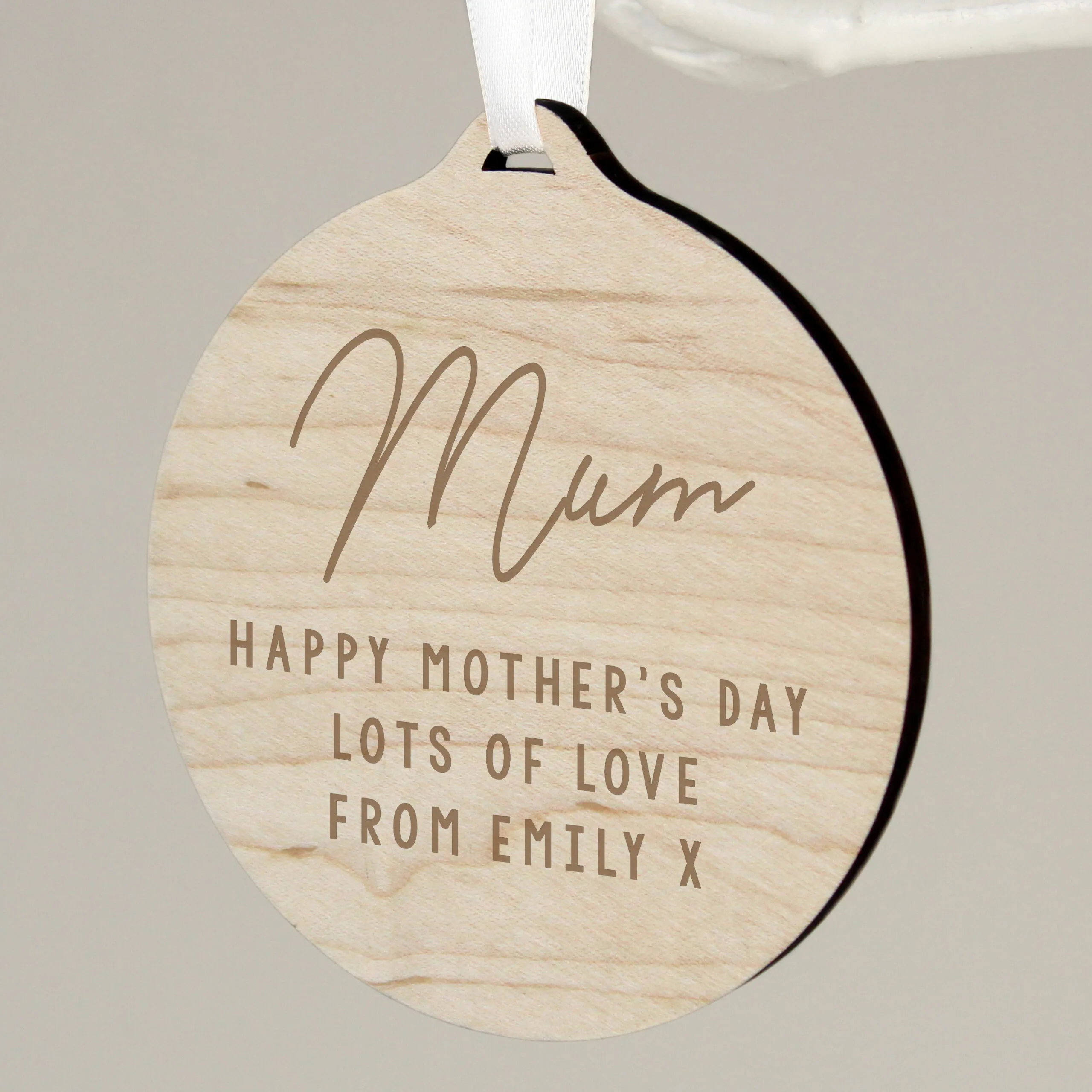 Personalised Any Message Hanging Round Wooden Decoration - Image 4