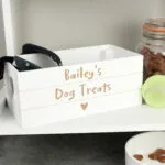 Personalised Any Message Heart Motif Small White Wooden Storage Crate