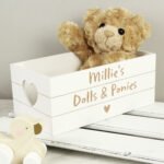Personalised Any Message Heart Motif Small White Wooden Storage Crate - Image 4