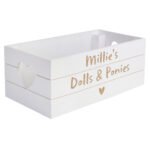 Personalised Any Message Heart Motif Small White Wooden Storage Crate - Image 5