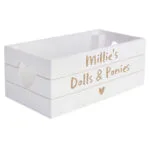 Personalised Any Message Heart Motif Small White Wooden Storage Crate - Image 5