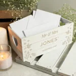 Personalised Any Message Leaf Design Small White Wooden Storage Crate - Image 5