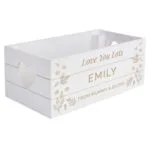 Personalised Any Message Leaf Design Small White Wooden Storage Crate - Image 6