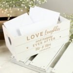 Personalised 'Love, Laughter And Happily Ever After' Small White Wooden Storage Crate - Image 3