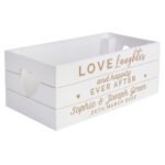 Personalised 'Love, Laughter And Happily Ever After' Small White Wooden Storage Crate - Image 5