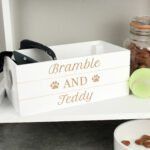 Personalised Pets Paw Print Motif Small White Wooden Storage Crate