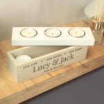 Personalised 'Our Life, Our Story, Our Home' Wooden Triple Tea Light Candle Box - Image 4