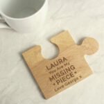 Personalised 'You Are My Missing Piece' Wooden Jigsaw Piece Coaster - Image 2