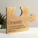 Personalised Any Message Wooden Jigsaw Piece Coaster