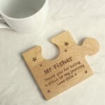 Personalised Any Message Stars Design Wooden Jigsaw Piece Coaster - Image 2